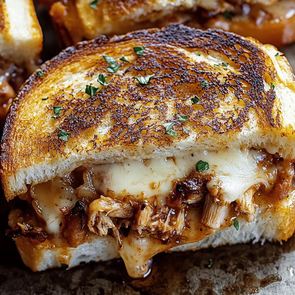 Get ready for a delicious twist on comfort food with this BBQ Chicken Grilled Cheese! Packed with savory shredded chicken, melty cheese, and tangy BBQ sauce, this sandwich is an irresistible combination of flavors. Perfect for a cozy dinner or a fun lunch. Save this recipe to impress your friends and family during your next gathering!