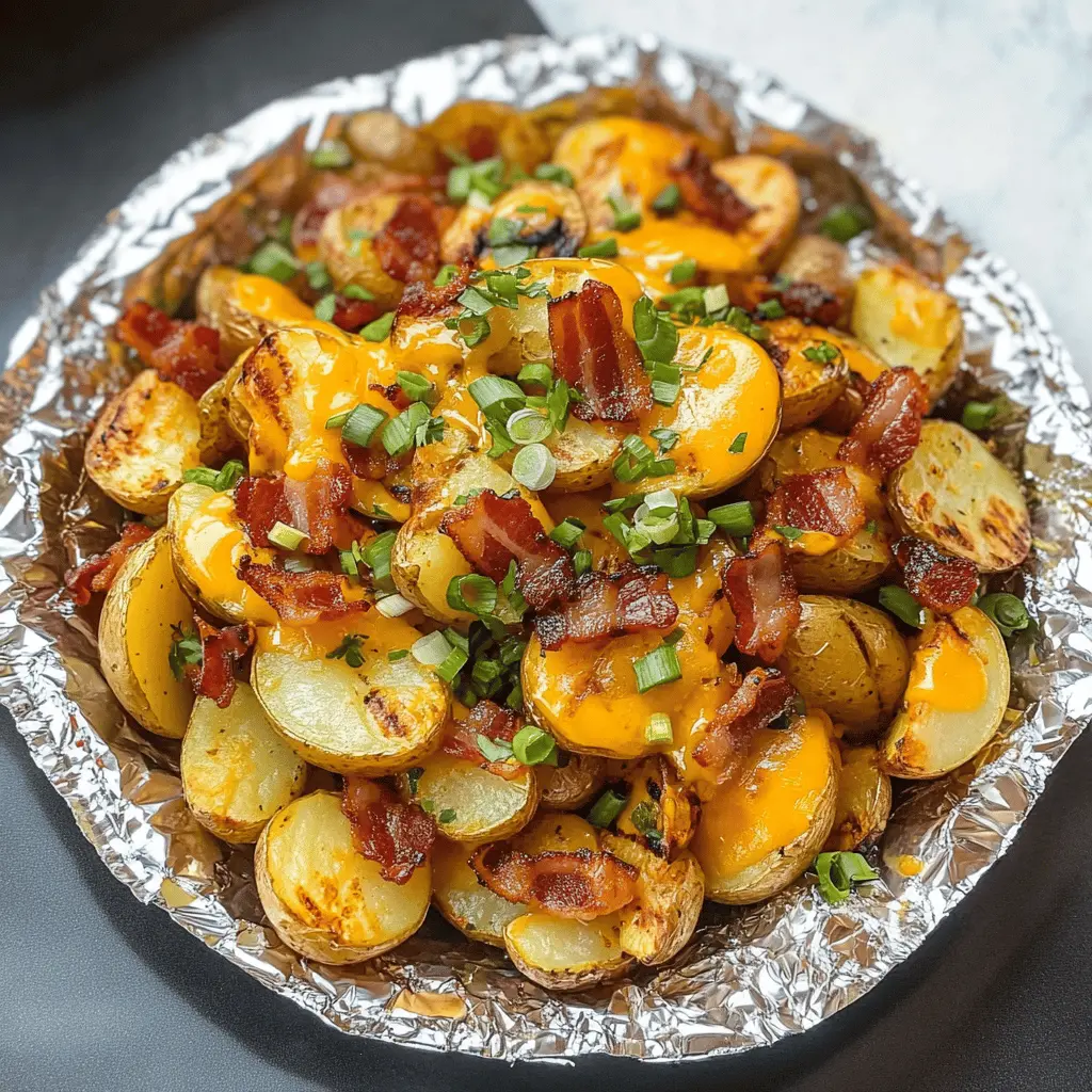 These Cheddar Bacon BBQ Grilled Potatoes are a delicious side dish that everyone will love! With crispy edges, creamy cheddar cheese, and crispy bacon, they're perfect for summer picnics or backyard barbecues. Easy to make on the grill, these potatoes bring together bold flavors and are sure to impress your guests. Save this recipe to make your next gathering unforgettable!