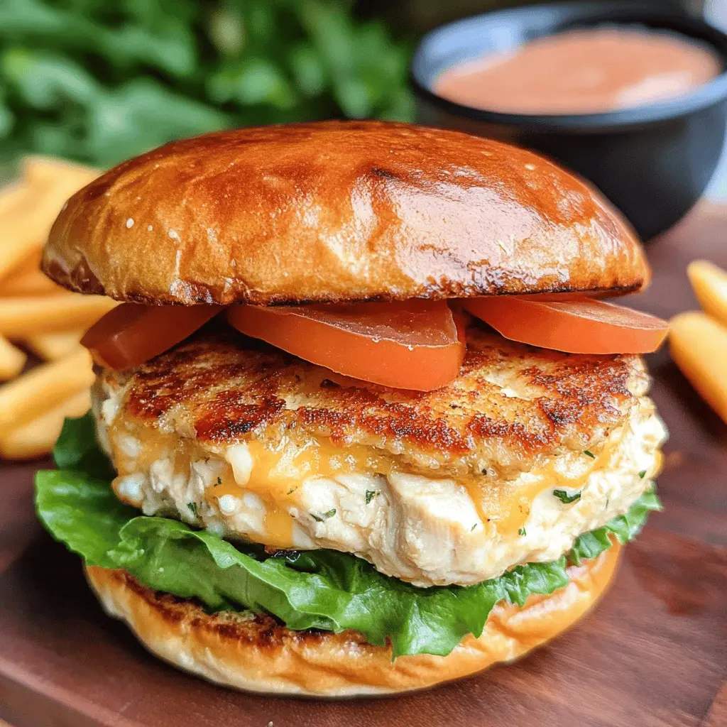 These Easy Cheddar Ranch Chicken Burgers are a tasty twist on classic burgers! Made with juicy chicken, zesty ranch seasoning, and melted cheddar cheese, they're perfect for quick weeknight dinners or summer grilling. Save this recipe to impress your family at your next barbecue or picnic!