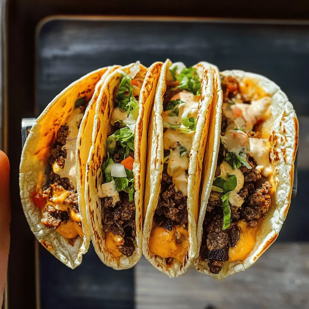Get ready for a fun twist on dinner with these Easy Smash Burger Tacos! Featuring juicy beef patties smashed to perfection, wrapped in warm tortillas, and loaded with your favorite toppings, they're perfect for taco night. Save this recipe for a quick weeknight meal or a game day treat that everyone will enjoy!