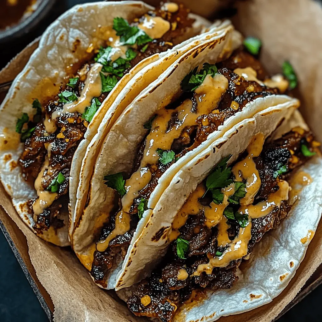 These Garlic Butter Honey BBQ Beef Tacos are a flavor explosion you won’t want to miss! Juicy beef combined with garlic butter and a sweet BBQ sauce creates the perfect filling for soft tortillas. Ideal for taco night or a casual get-together with friends. Save this recipe for an easy, delicious meal everyone will love!