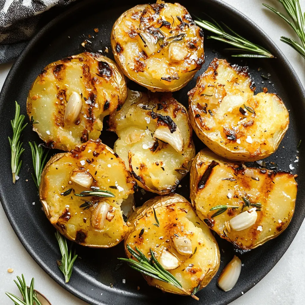 Looking for a tasty side dish? These Grilled Garlic Rosemary Smashed Potatoes are packed with flavor and perfect for your next barbecue! With crispy edges and a delightful garlic-rosemary finish, they’ll steal the show at any meal. Save this recipe for a delicious addition to your summer gatherings or family dinners!