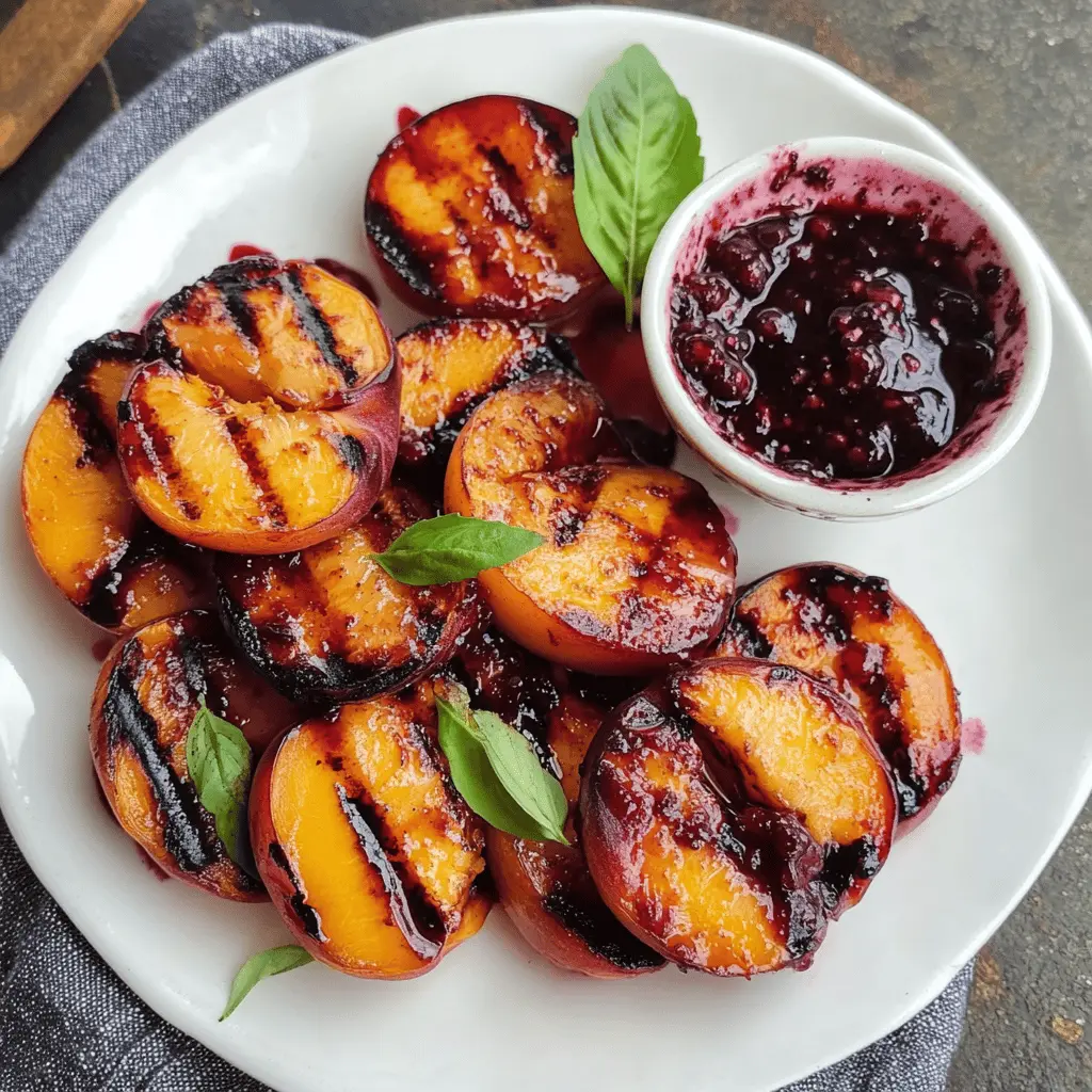 Sweet, juicy grilled peaches paired with a rich blackberry sauce make for a delightful summer treat! This easy recipe highlights fresh, seasonal fruits and is perfect for BBQs or family gatherings. It’s a simple yet impressive dessert that everyone will love. Save this pin for a delicious way to enjoy warm peaches and vibrant berry flavors!