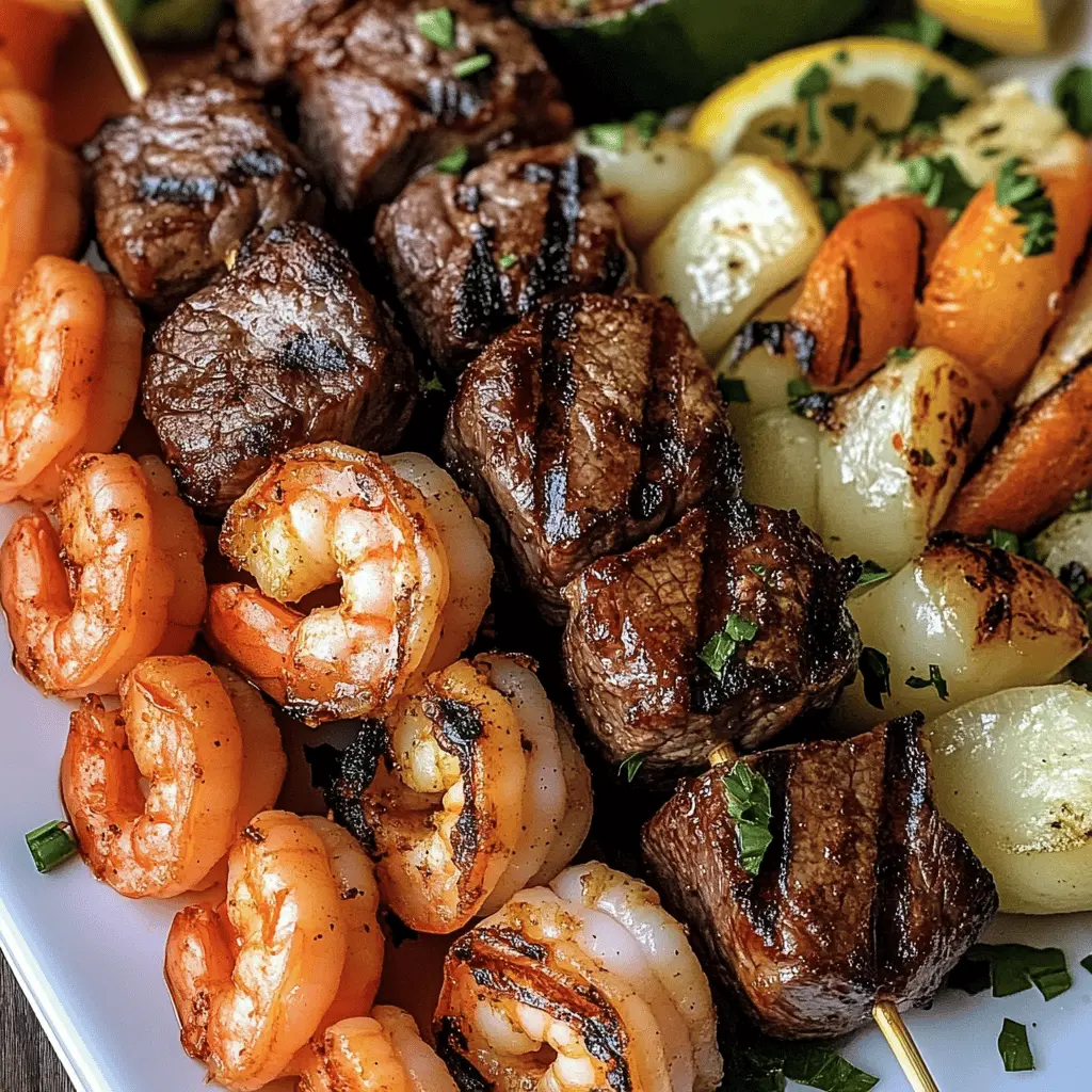 Fire up the grill for these mouthwatering Grilled Steak and Shrimp Kabobs! Each skewer is packed with tender marinated steak and succulent shrimp, bursting with flavor. Perfect for summer barbecues or a cozy dinner on the patio. Save this recipe to impress your guests at your next gathering!