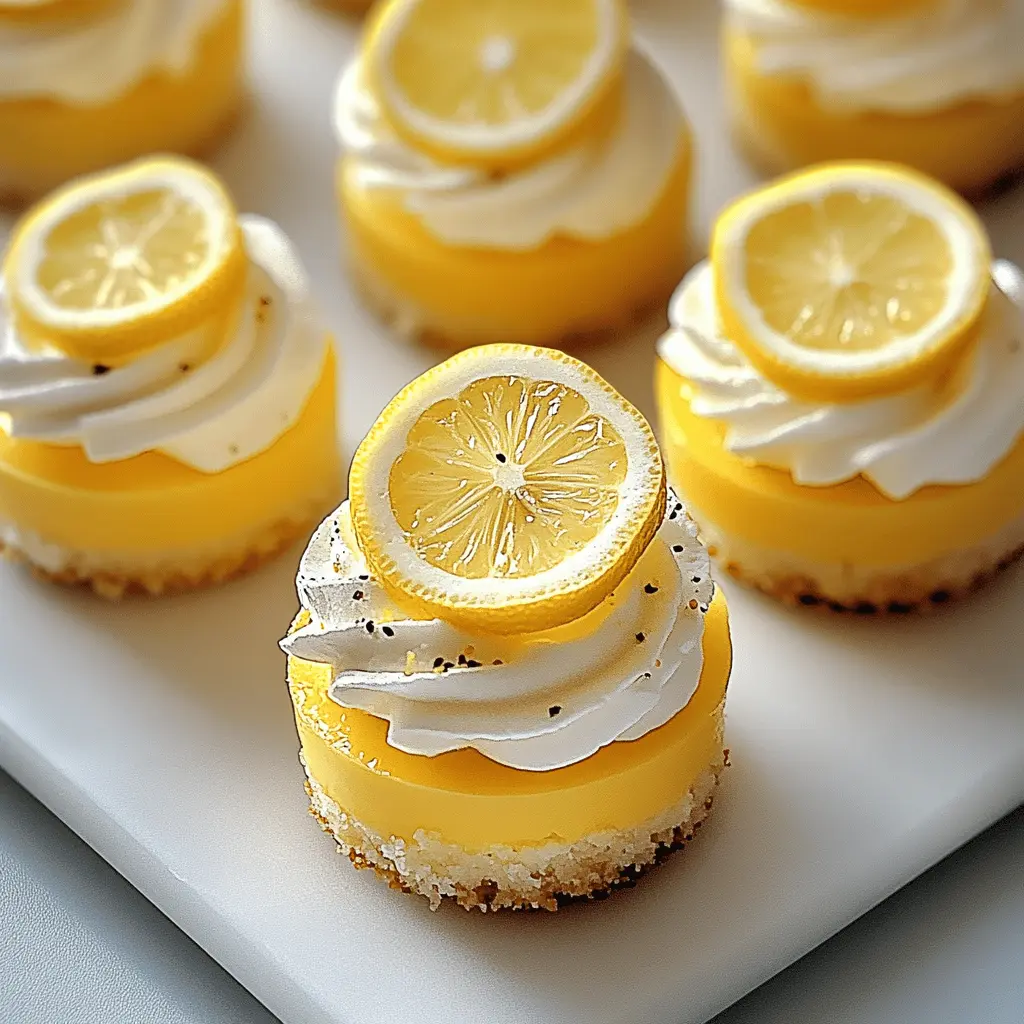 Looking for a fresh dessert idea? These Mini Lemon Cheesecakes are the perfect balance of creamy and tangy, making them a delightful treat for any occasion! With a buttery graham cracker crust and a zesty lemon filling, they're easy to make and even easier to love. Save this recipe to brighten your next gathering or just to enjoy a sweet bite at home!