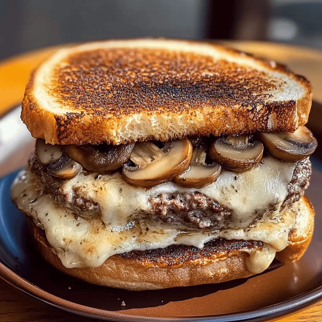 Craving a classic comfort food? This Mushroom Swiss Patty Melt combines juicy beef patties, melty Swiss cheese, and caramelized mushrooms between two slices of toasted bread for a satisfying bite. Perfect for lunch or a cozy dinner, it’s a crowd-pleaser! Save this recipe for your next meal. You’ll love the rich flavors!