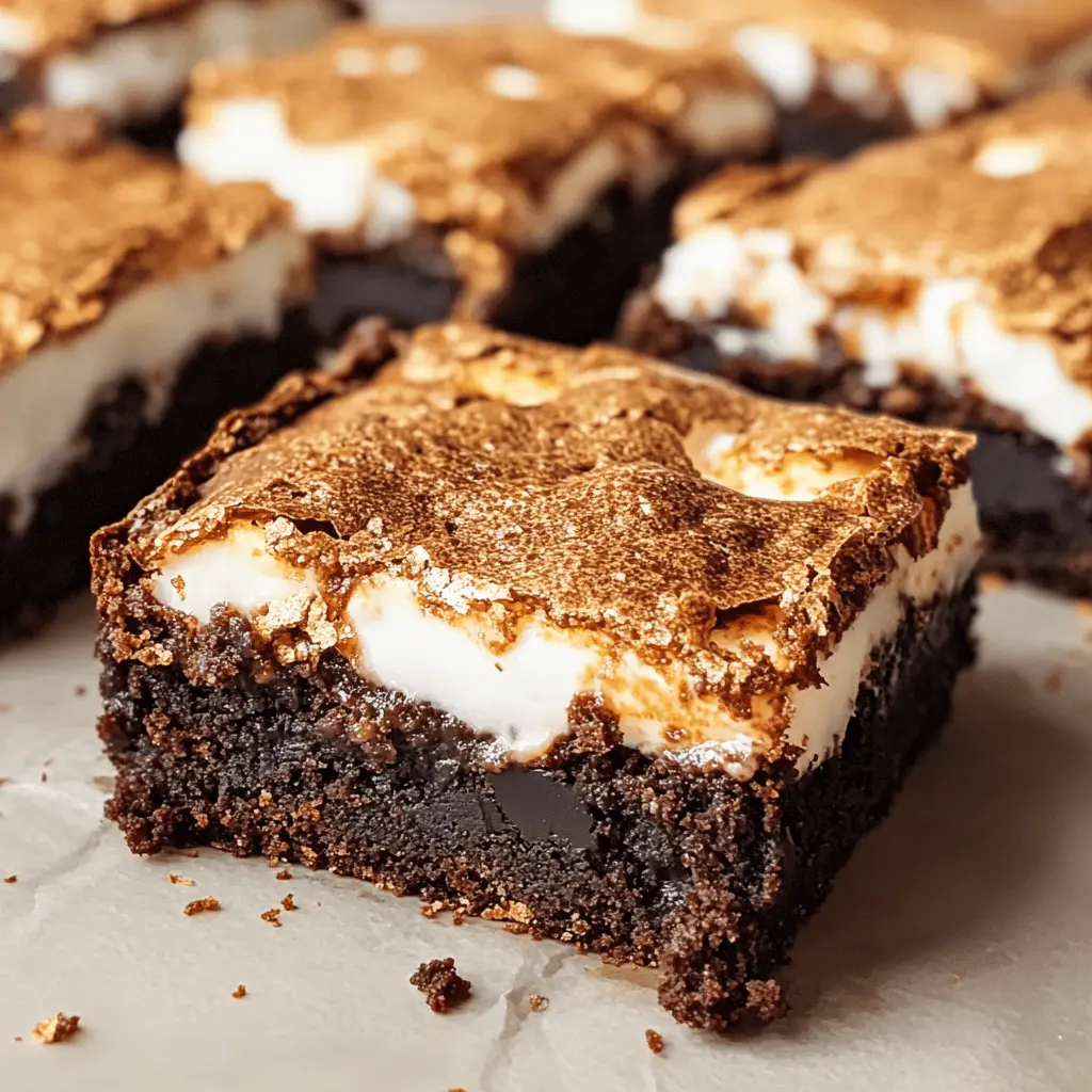 These S'mores Brownies with Vanilla Bean Marshmallow are a delicious twist on a classic favorite! Rich chocolate brownies topped with toasted vanilla bean marshmallow create the perfect combination of flavors and textures. Great for parties, BBQs, or a cozy night in. Save this recipe to enjoy a delightful treat anytime!