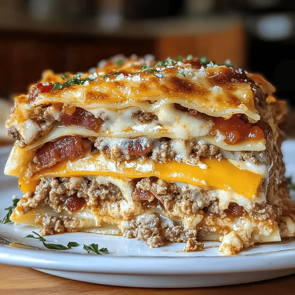 Cheesy Parmesan Garlic Bacon Cheeseburger Lasagna