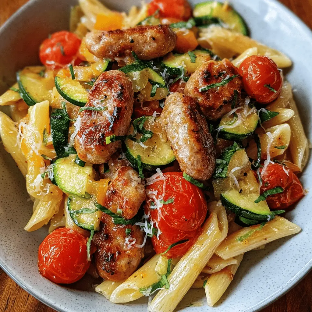 Easy Chicken Sausage Pasta with Zucchini and Tomatoes