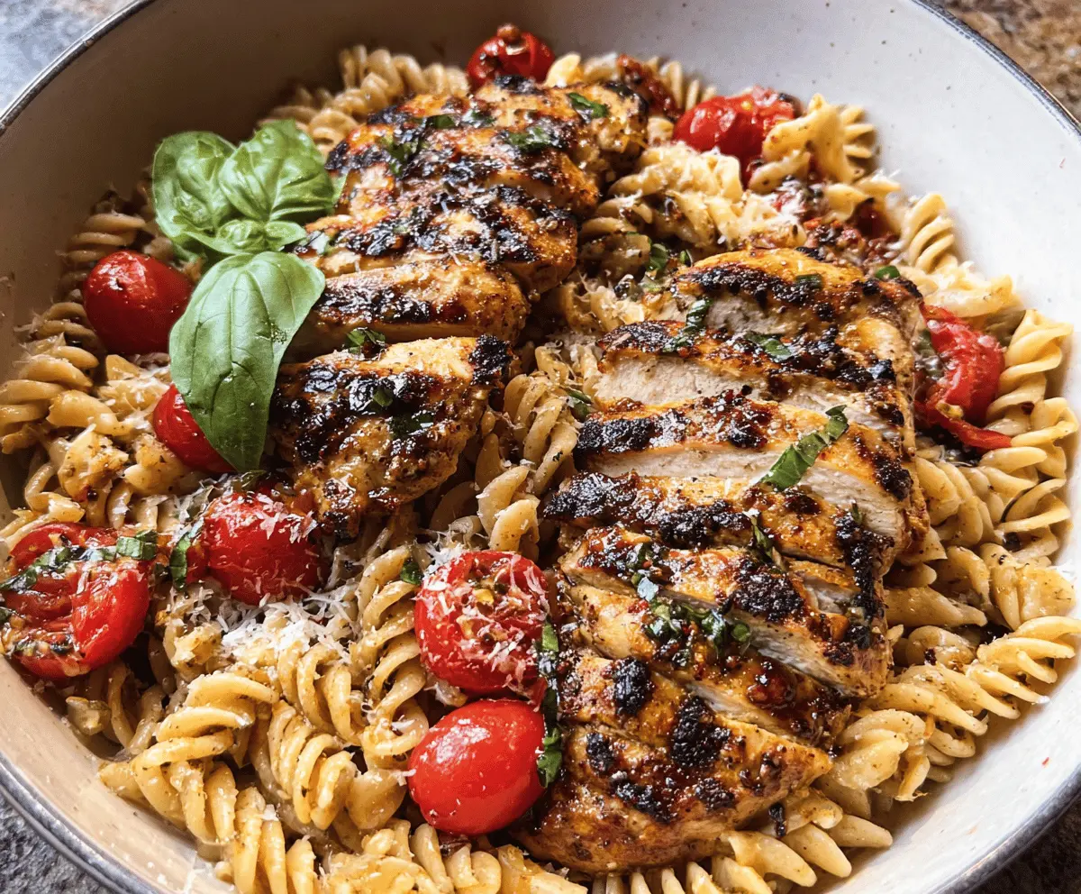 Easy Tomato Basil Pasta with Balsamic Grilled Chicken