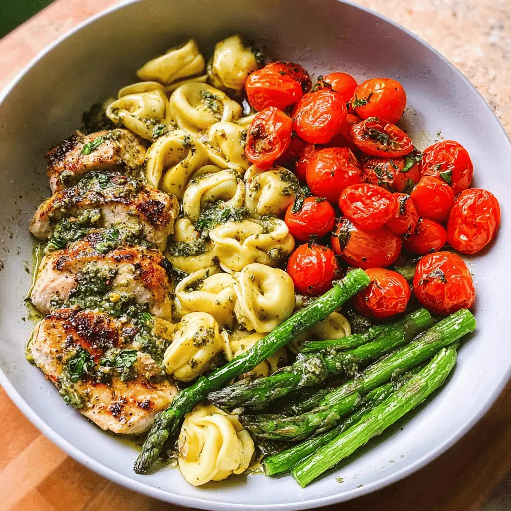 Easy Basil Pesto Chicken with Tortellini and Veggies
