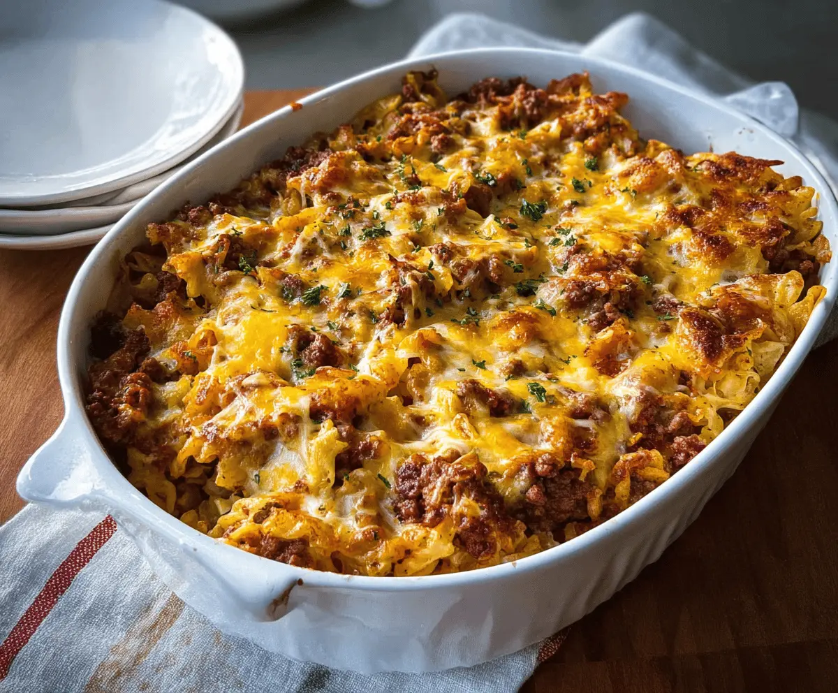 Easy Cheesy Hamburger Casserole Recipe