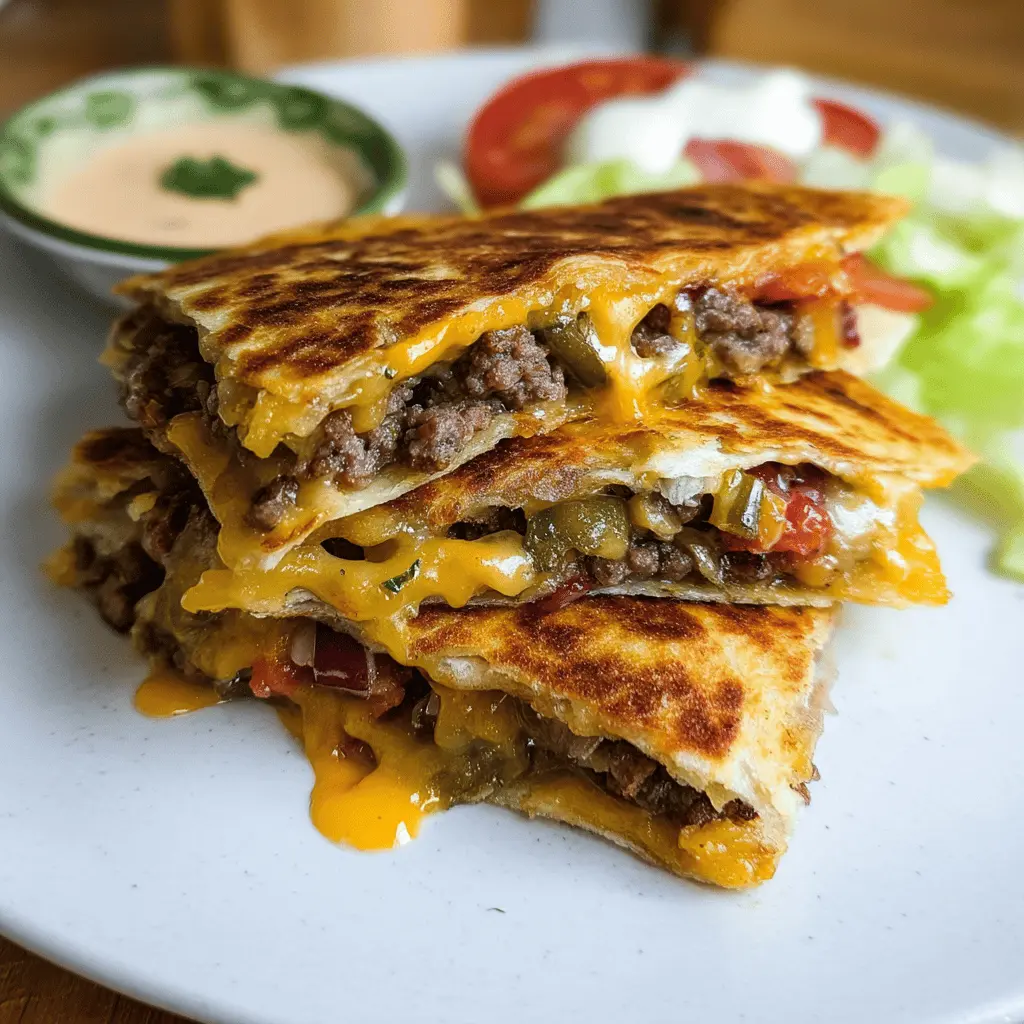 Easy Cheeseburger Quesadilla with Homemade Sauce