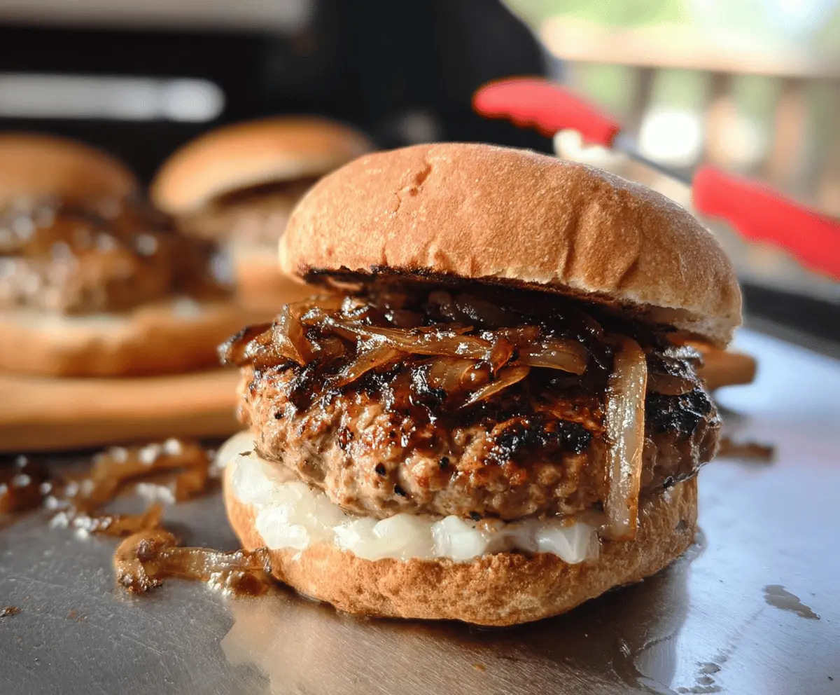 Healthy Balsamic Caramelized Onion Turkey Burgers