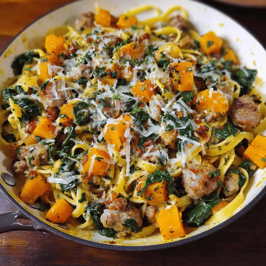 Creamy Butternut Squash Pasta with Sausage and Spinach