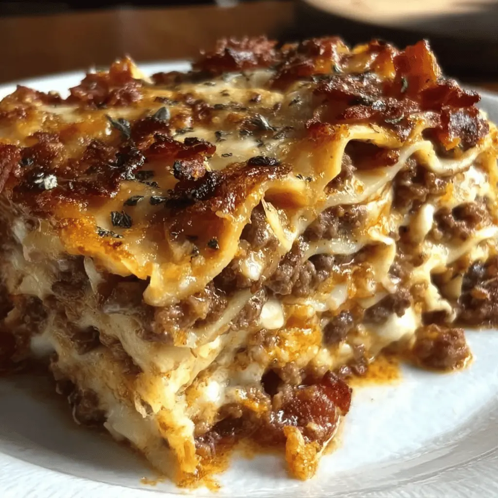 Cheesy Parmesan Bacon Garlic Cheeseburger Lasagna