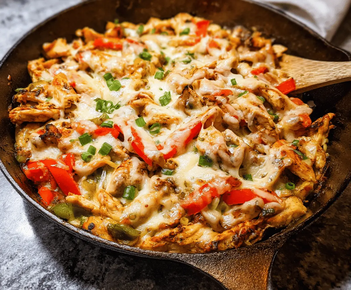 Easy Cheesy Chicken Cheesesteak Skillet Recipe