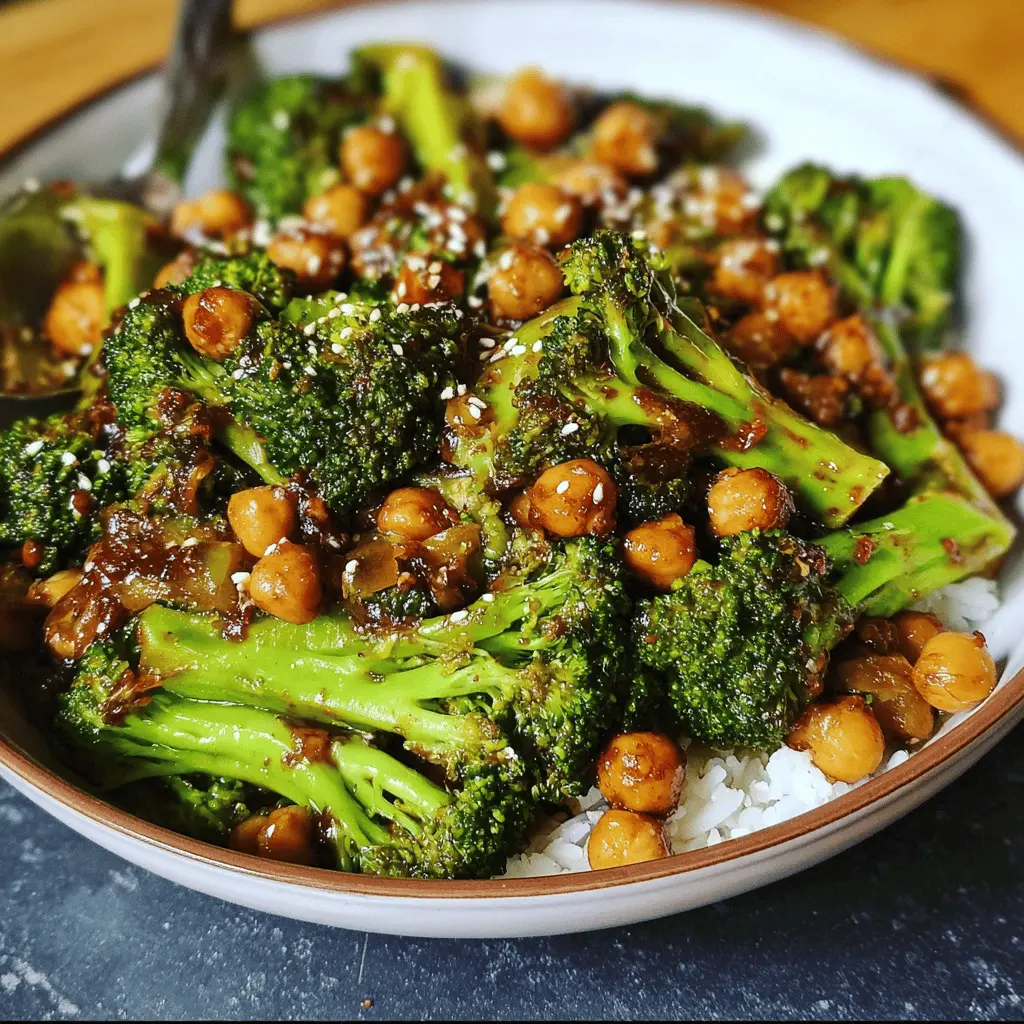 Healthy Garlic Broccoli Stir Fry with Chickpeas