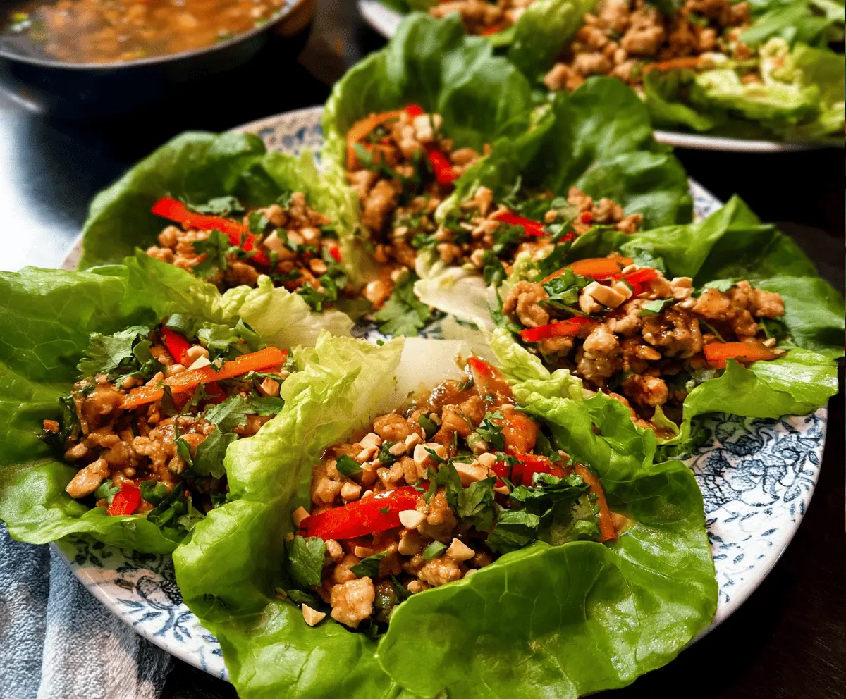 Healthy Thai Chicken Lettuce Wraps Recipe