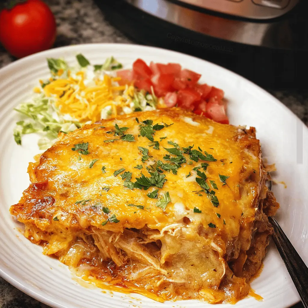 Easy Crockpot Chicken Enchilada Casserole Recipe