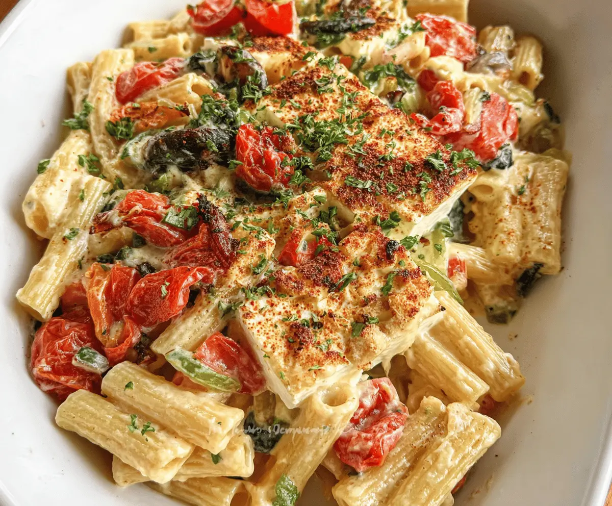 Easy Veggie Pasta With Cheesy Baked Feta