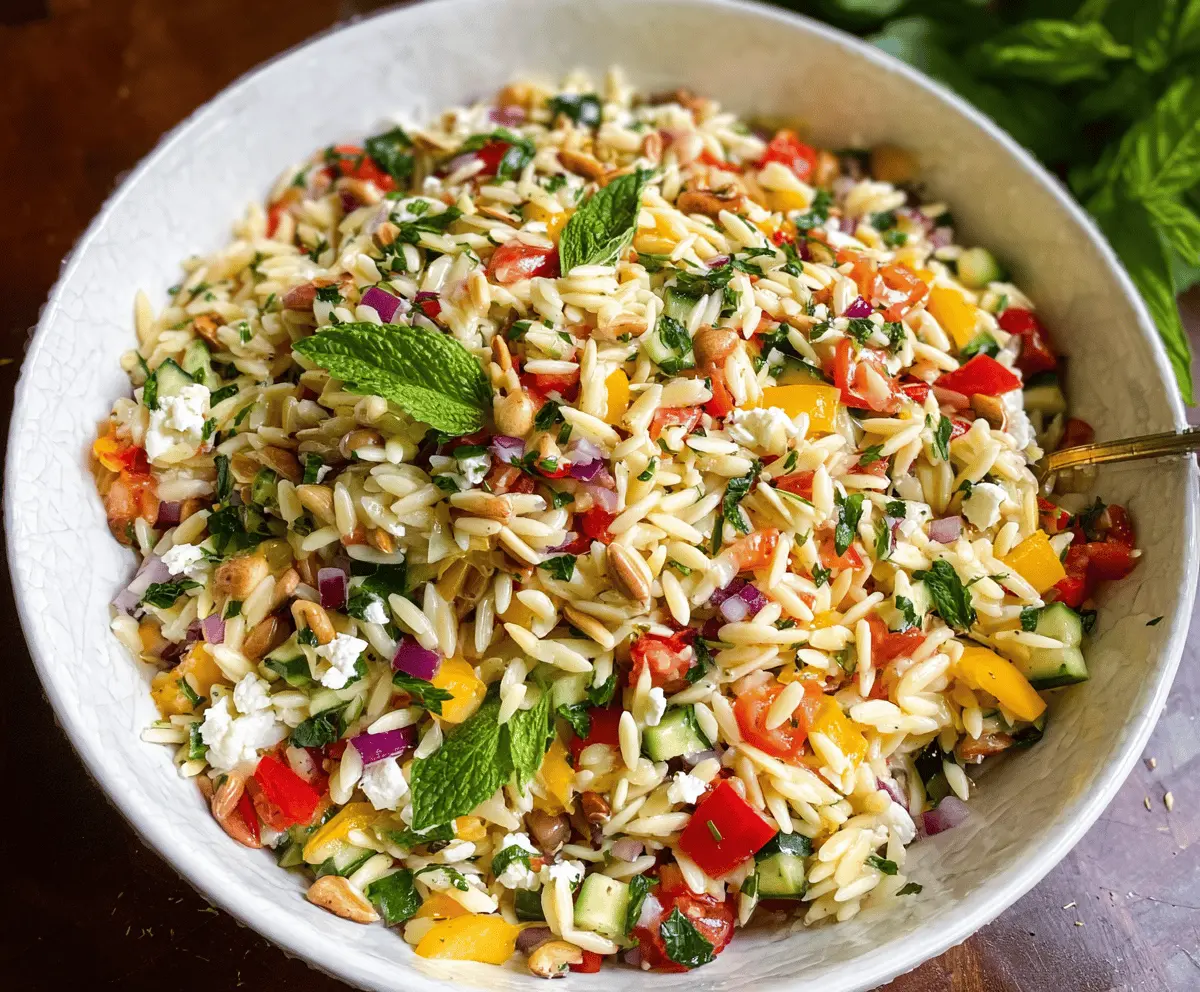 Easy Rainbow Orzo Salad with Fresh Veggies