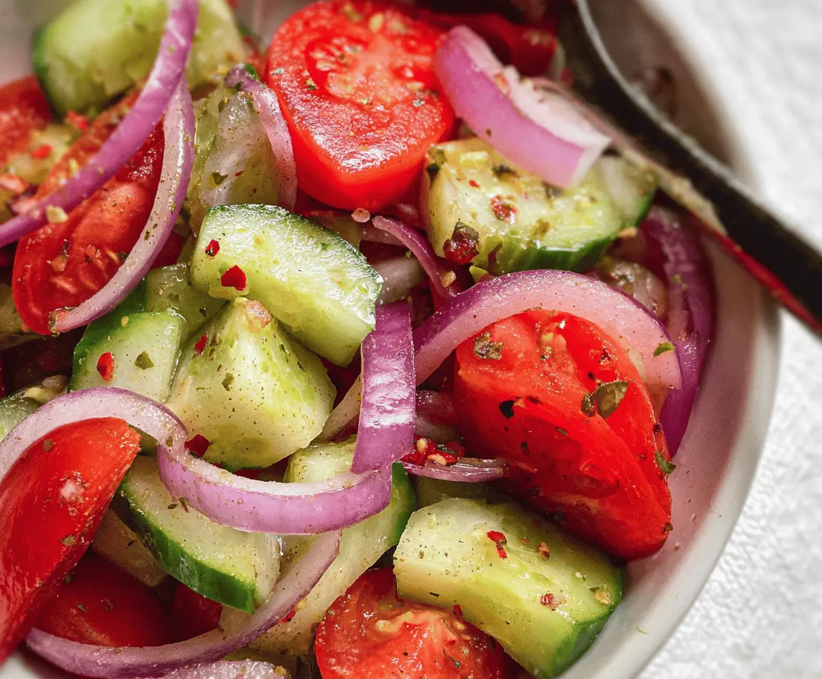 Easy Marinated Cucumber, Onion, and Tomato Salad