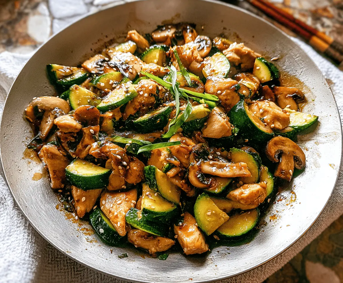 Healthy Zucchini Mushroom Chicken Stir Fry Recipe