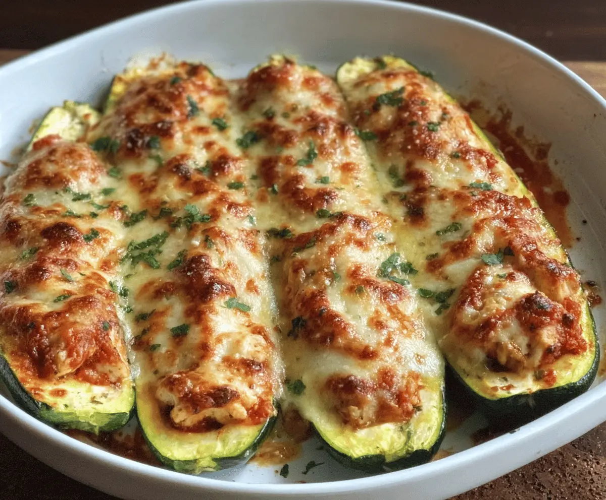 Cheesy Keto Chicken Parmesan Zucchini Boats