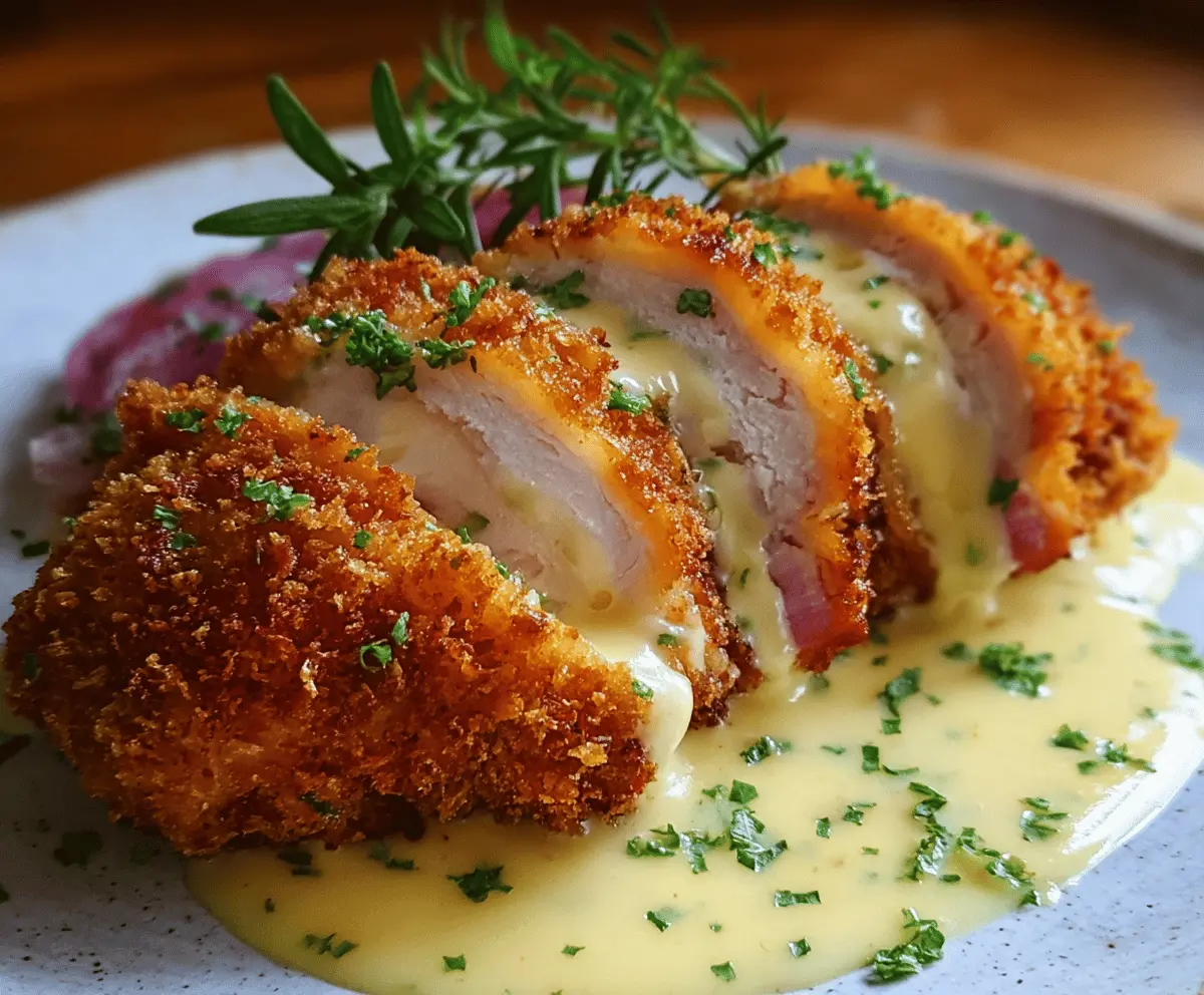 Crispy Creamy Chicken Cordon Bleu with Dijon Sauce