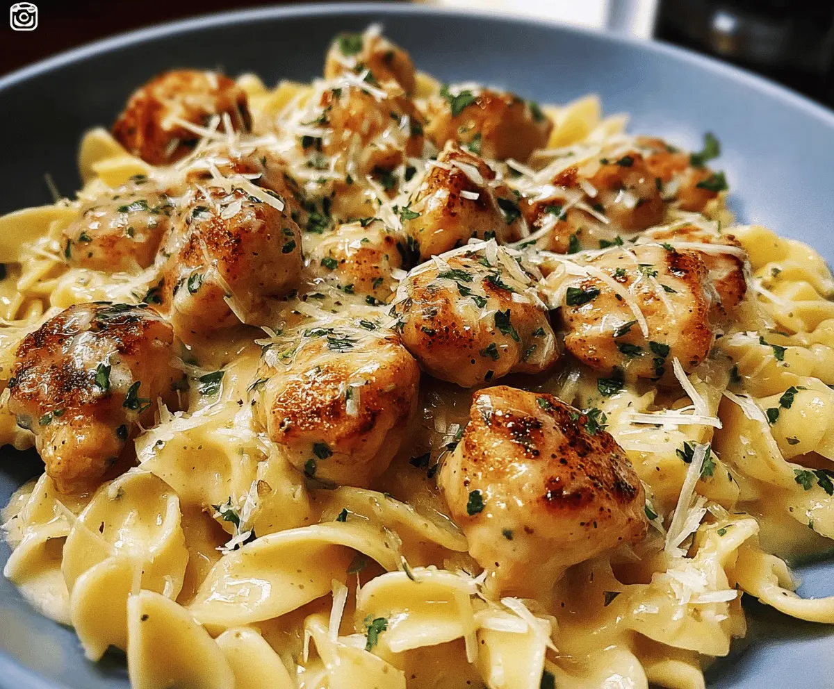 Garlic Butter Chicken Bites with Creamy Parmesan Pasta