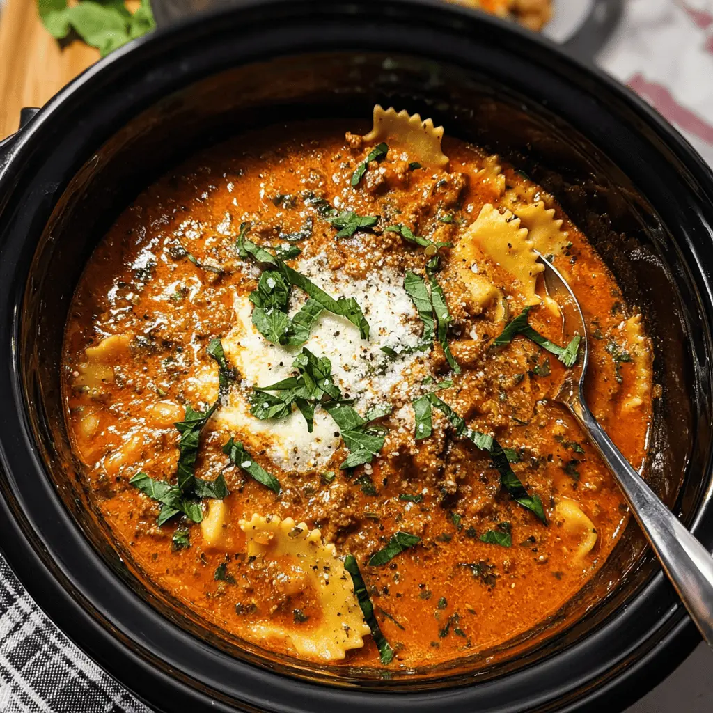 Easy Crockpot Lasagna Soup Recipe