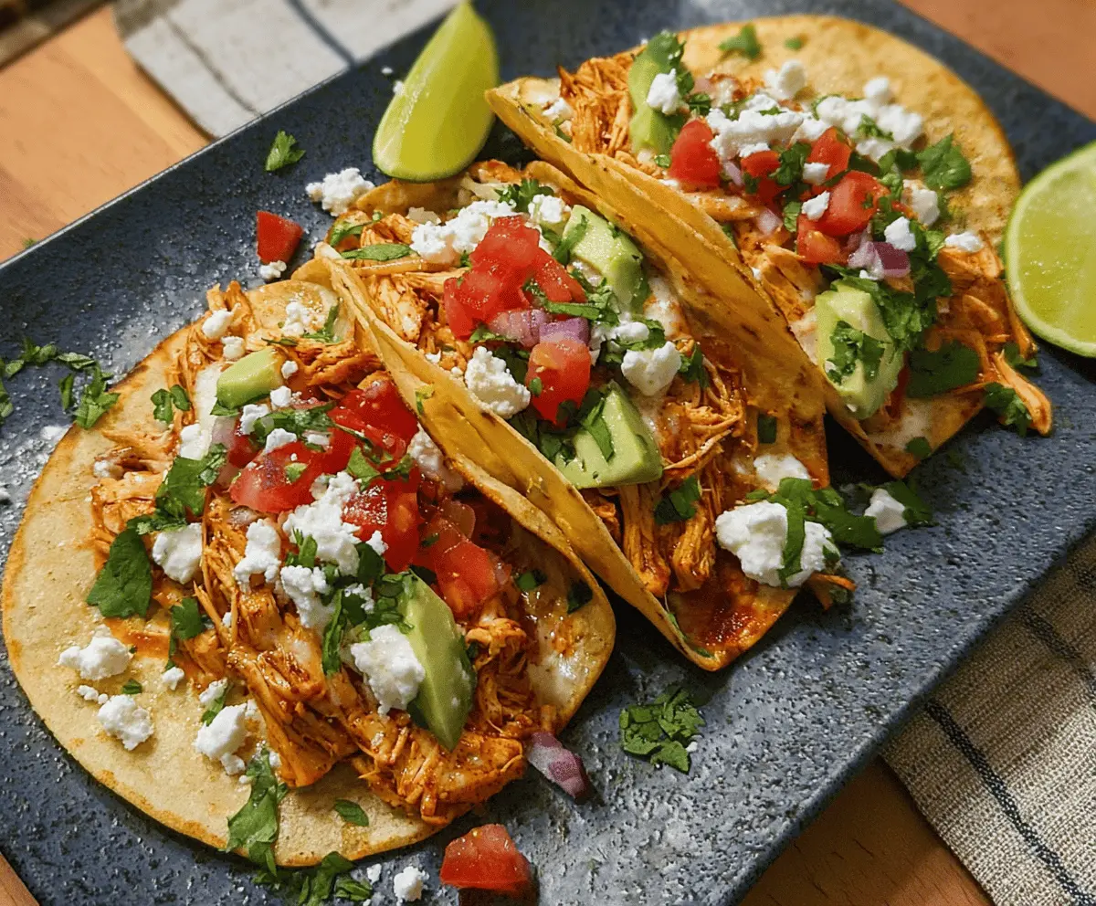 Easy Healthy Crockpot Chicken Tacos Recipe