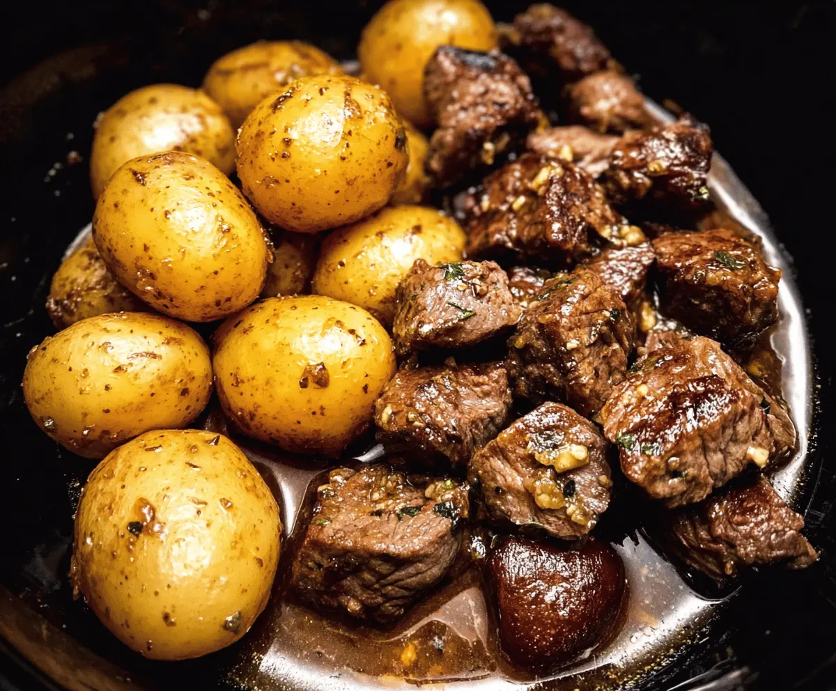 Easy Slow Cooker Garlic Butter Beef and Potatoes