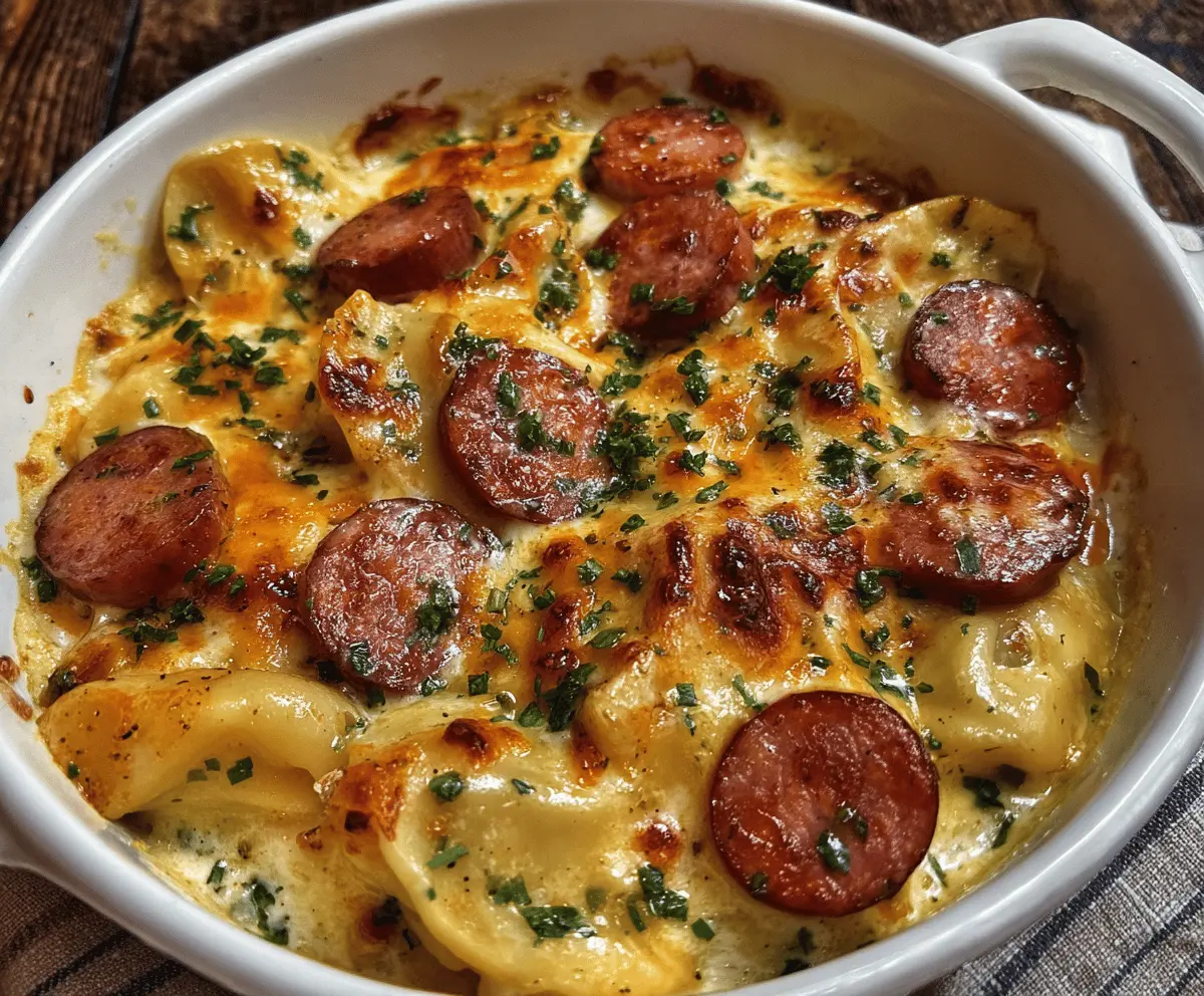 Easy Crockpot Pierogi Casserole with Kielbasa