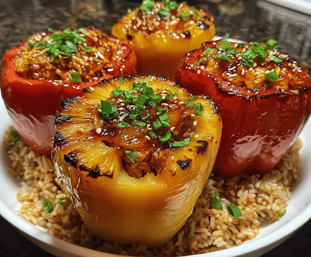 Teriyaki Pineapple Chicken Stuffed Peppers