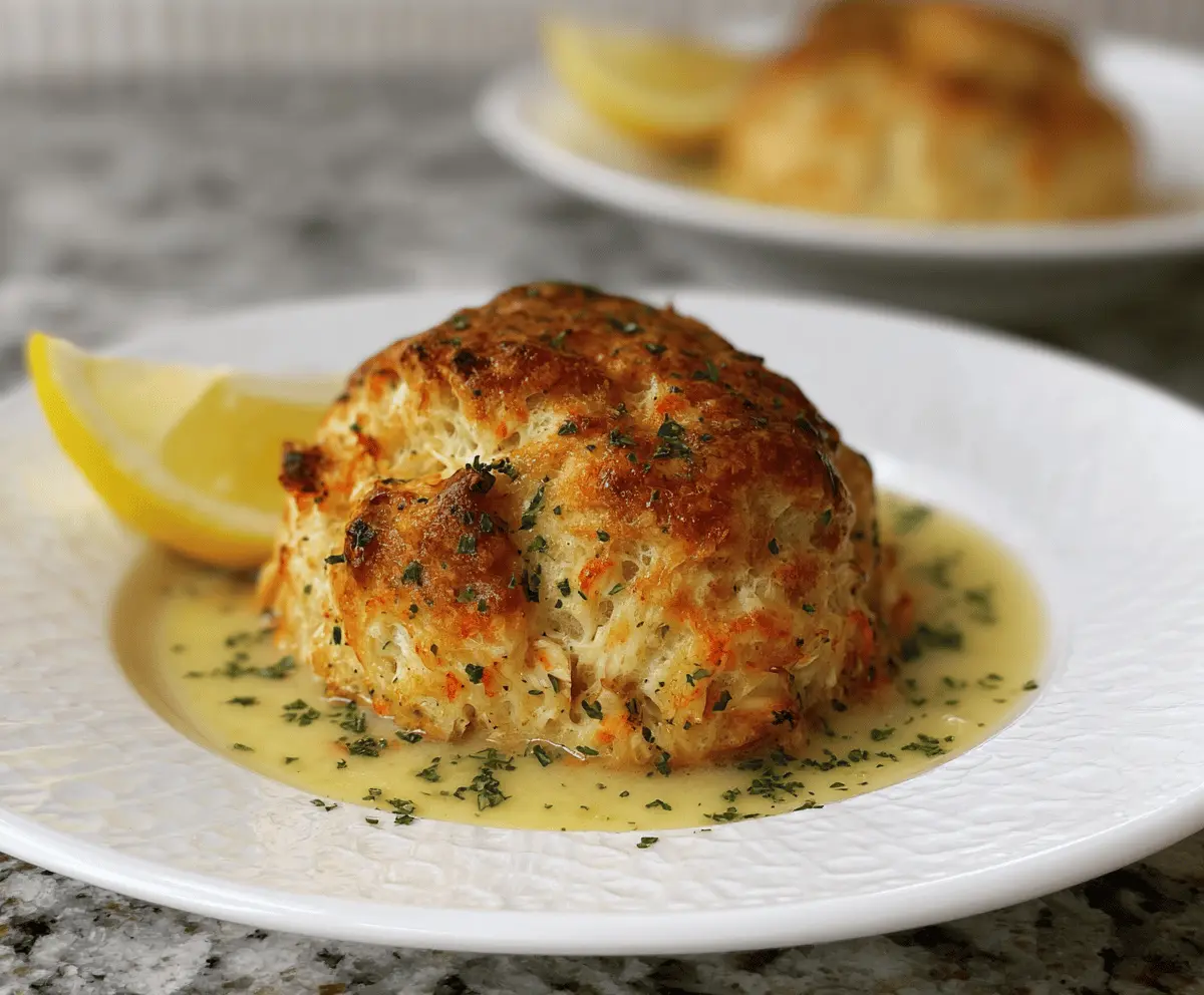 Crab Stuffed Cheddar Bay Biscuits with Lemon Butter