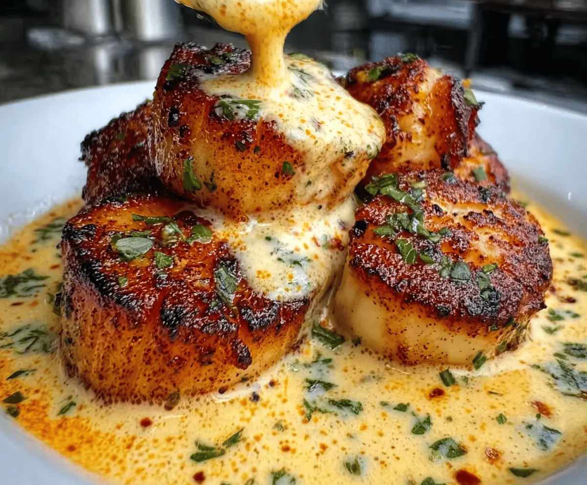 Seared Scallops with Creamy Spicy Cajun Sauce