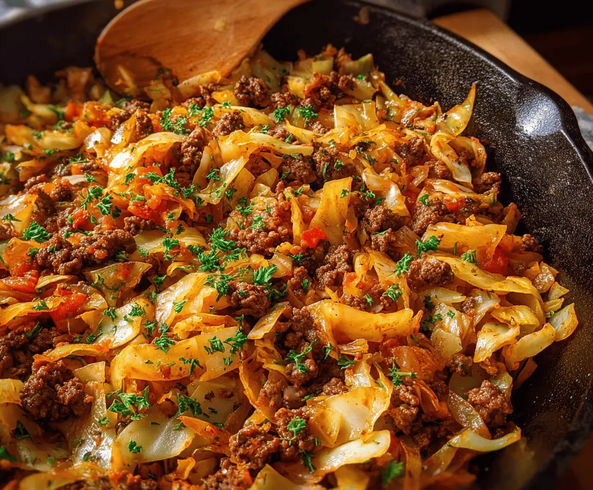 Easy Ground Beef and Cabbage Skillet Dinner