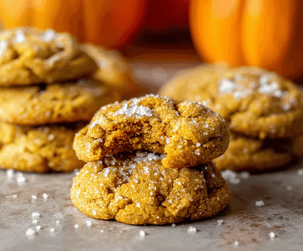 Delicious homemade pumpkin brown sugar cookies topped with cinnamon, ready to enjoy during fall holidays