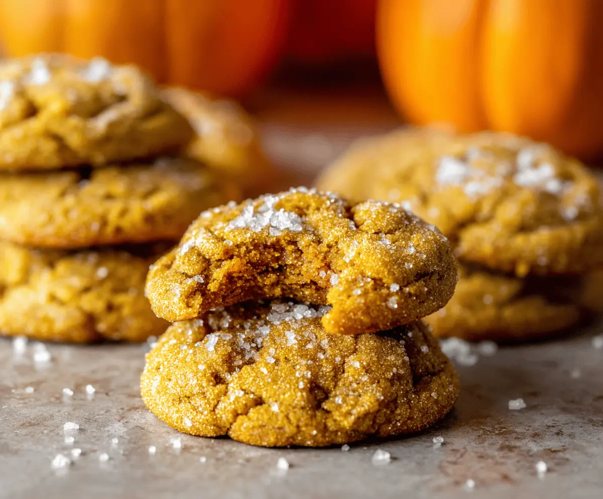 Delicious homemade pumpkin brown sugar cookies topped with cinnamon, ready to enjoy during fall holidays
