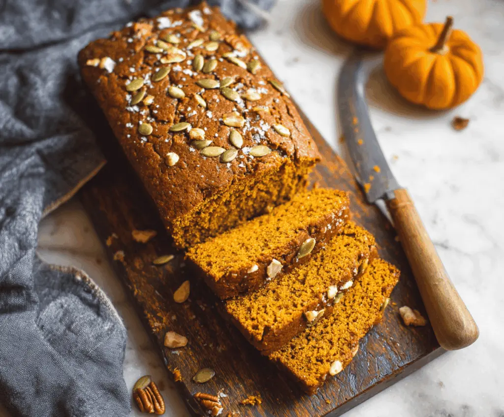 Delicious homemade vegan pumpkin bread with warm spices, perfect for fall baking and allergy-friendly dessert options.