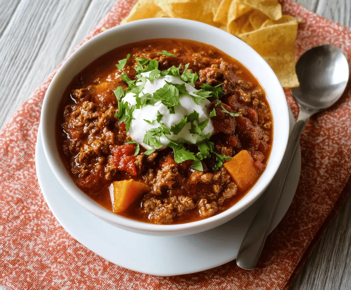 Delicious homemade freezer-friendly chili in a bowl, ready for storage and quick meals