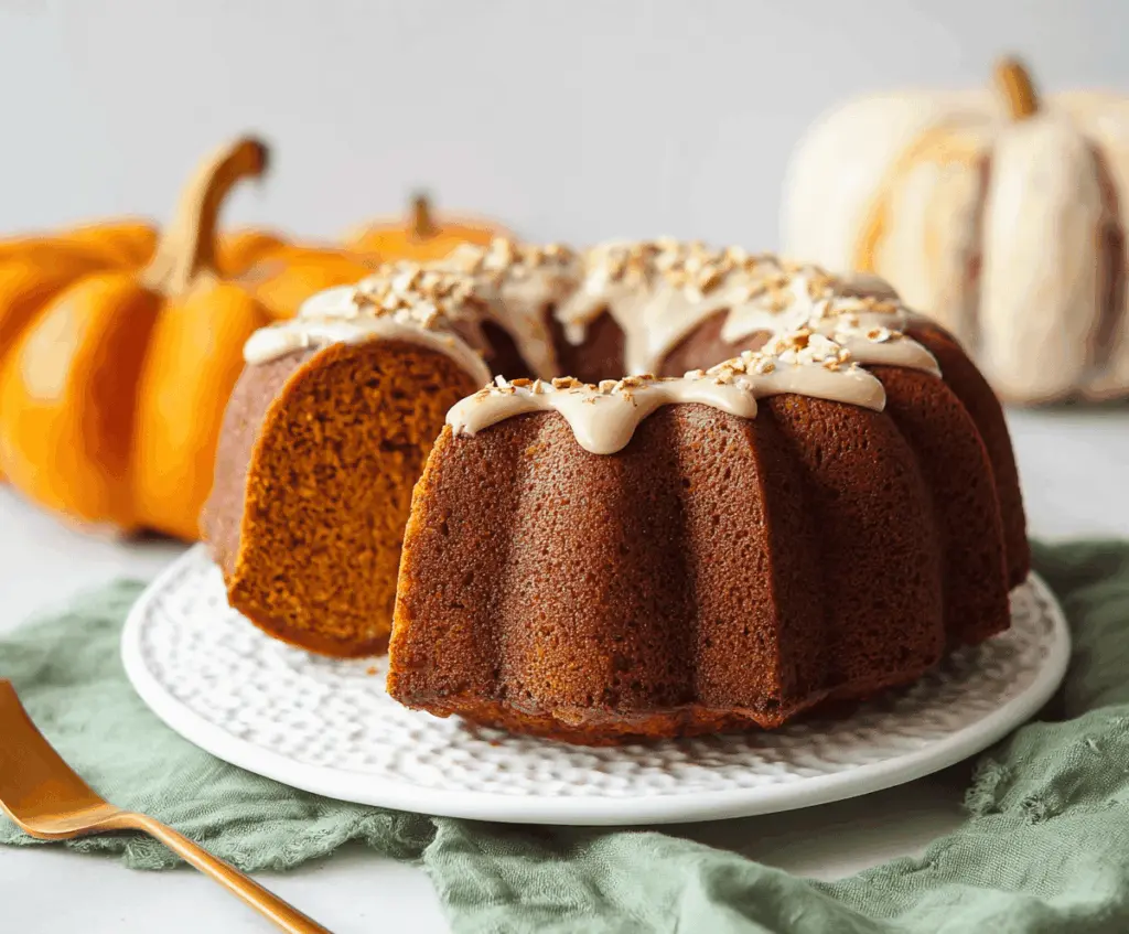 Delicious homemade pumpkin bundt cake topped with powdered sugar and cinnamon, perfect for fall desserts.