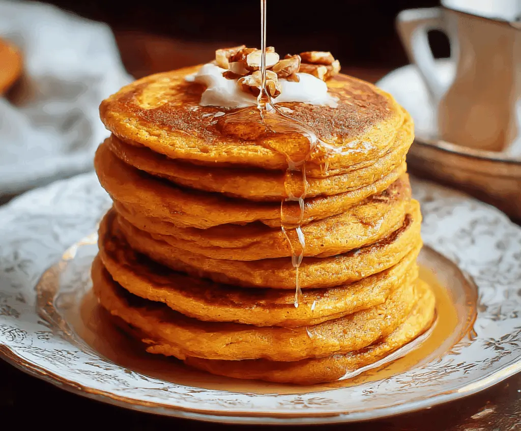 Delicious homemade sweet potato pancakes topped with syrup and fresh berries on a rustic plate, perfect for breakfast or brunch.
