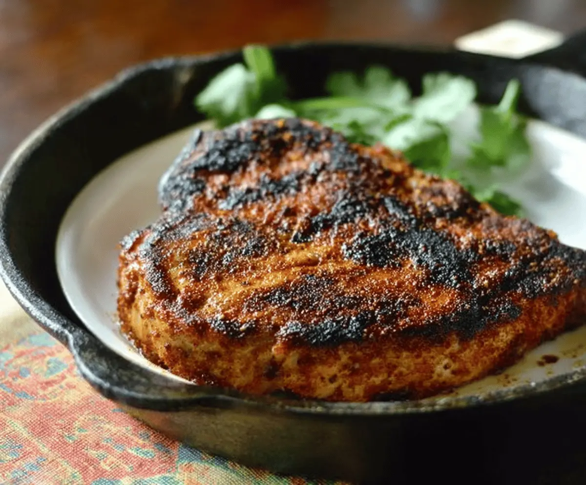 Juicy pork chops seasoned with taco spices, garnished with fresh herbs, perfect for a flavorful Taco Seasoned Pork Chops dish.