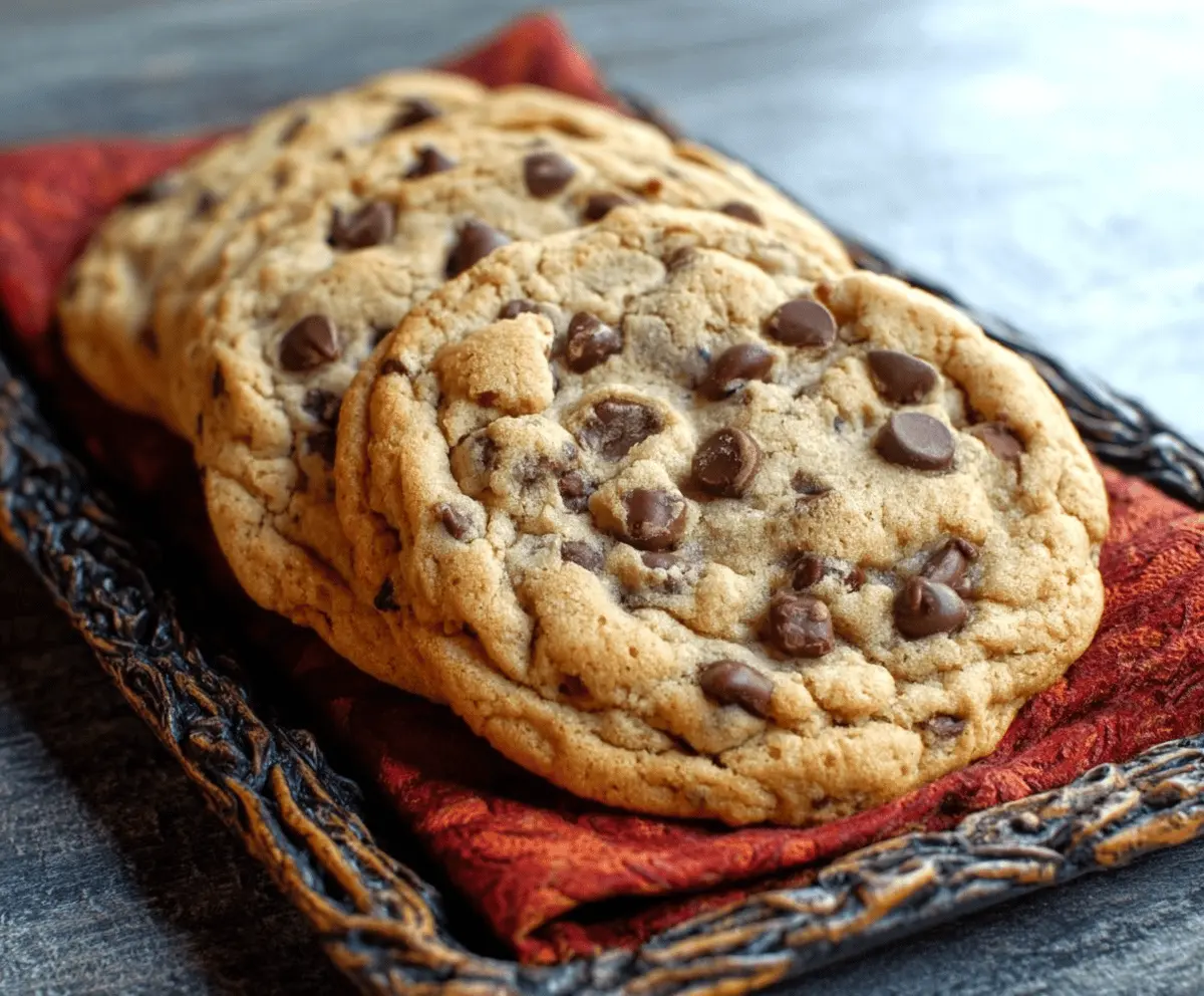 Delicious homemade Bill's chocolate chip cookies fresh out of the oven.