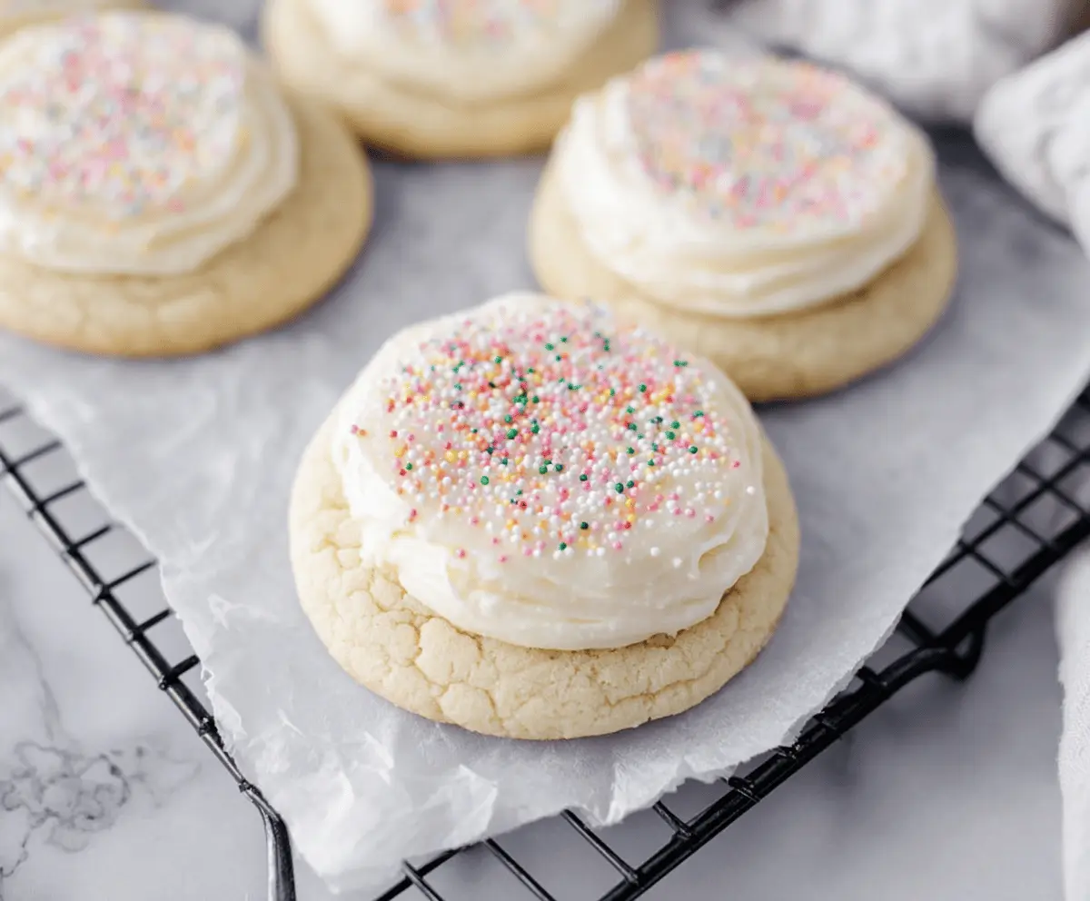 Delicious Crumbl Vanilla Sugar Cookies with a golden-brown edge and soft, sweet interior.