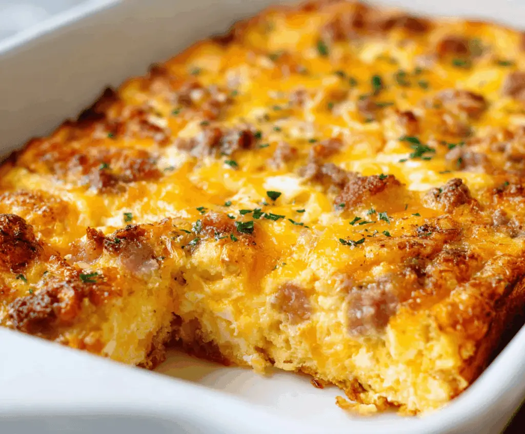 Delicious egg and hashbrown casserole with melted cheese and crispy hashbrowns, perfect for breakfast or brunch.