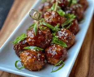 Delicious Ginger Glazed Turkey Meatball Bites on a serving platter, perfect for appetizers